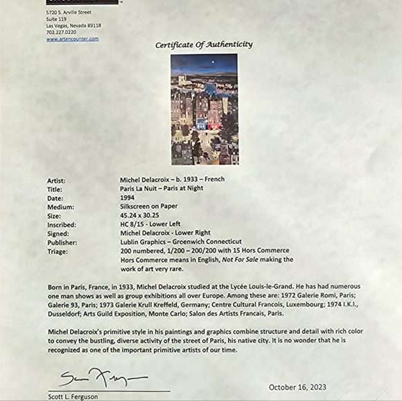 Michel Delacroix Paris La Nuit - Picture 4 of 12
